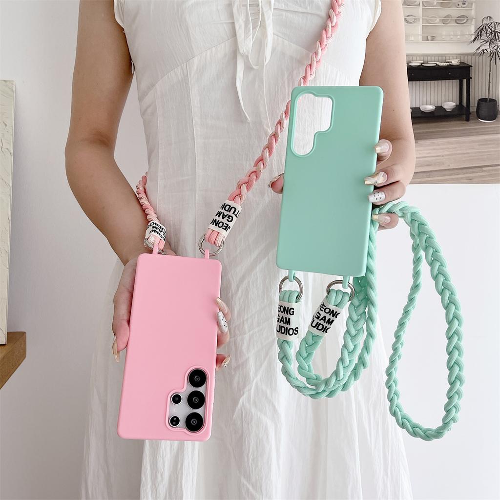 For Samsung Galaxy S25 Edge Soft Lanyard Phone Case S24 S23 FE S22 S21 Plus A56 A55 A36 A35 A16 A17 A07 Crossbody Silicone Cover