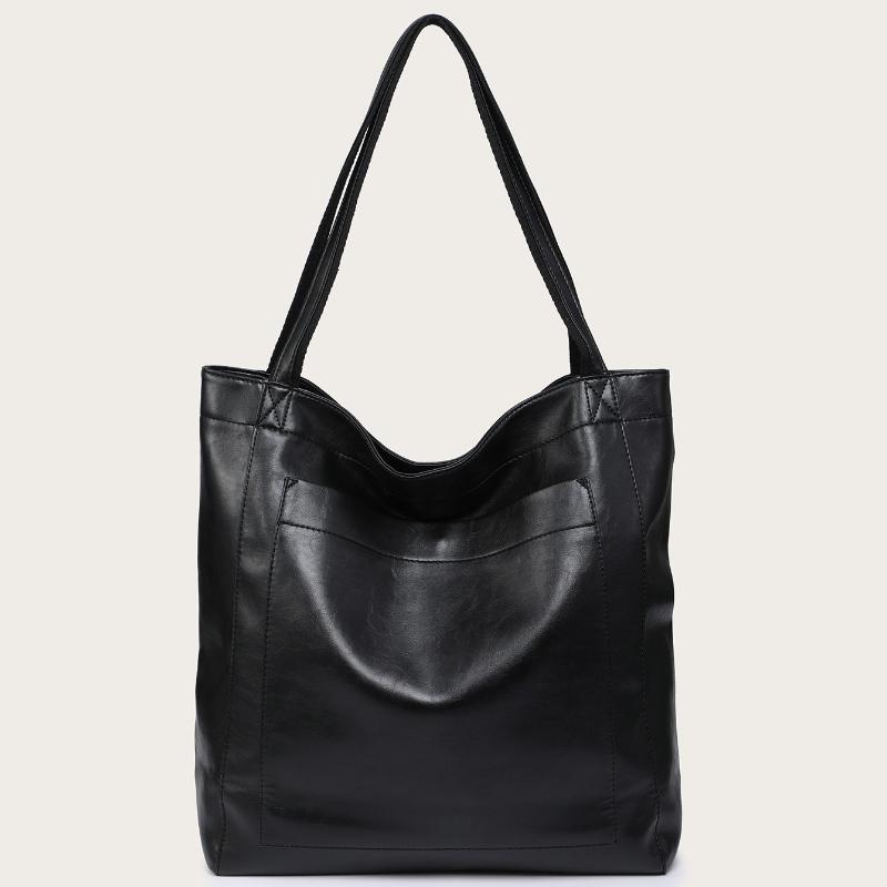 Large Capacity Tote Bag, Fashion Retro Faux Leather Shoulder Bag, Women s Simple Versatile Casual Handbag & Purse