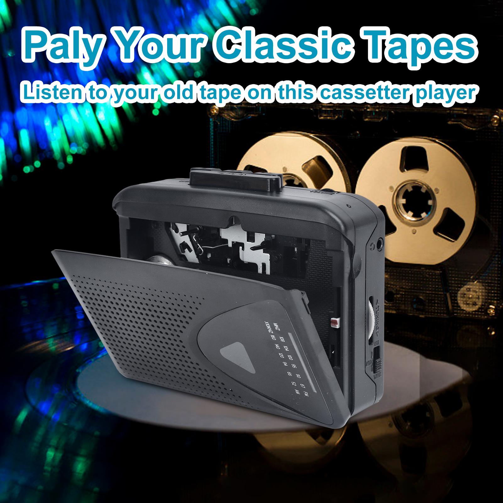 

Cassette Player Walkman Cassette Player Portable Speaker Multiple Power Supply Methods AM FM Radio Function High чёрный