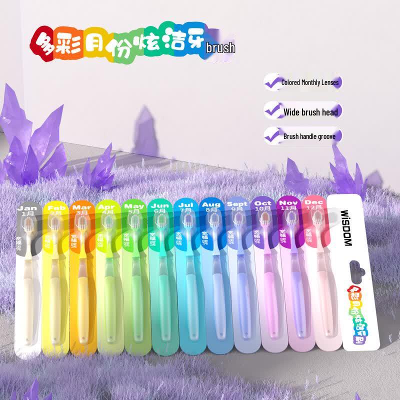 WISDOM Rainbow Soft Bristle Wide Head Toothbrush Combo Pack