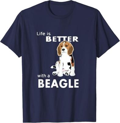 Life Is Better with a Beagle Graphic Tee Breathable Cotton Short Sleeve TShirt for Casual Wear