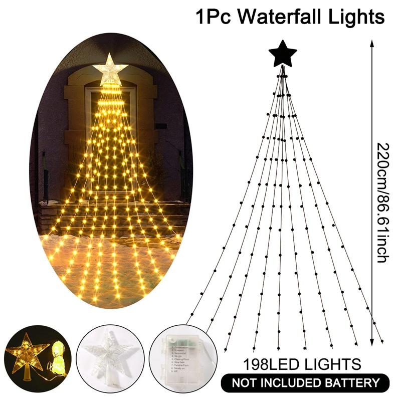 LED Star Waterfall Lights Christmas Decorations String Lights Christmas Tree Ornaments for Home 2026 Navidad Natal New Year 2026