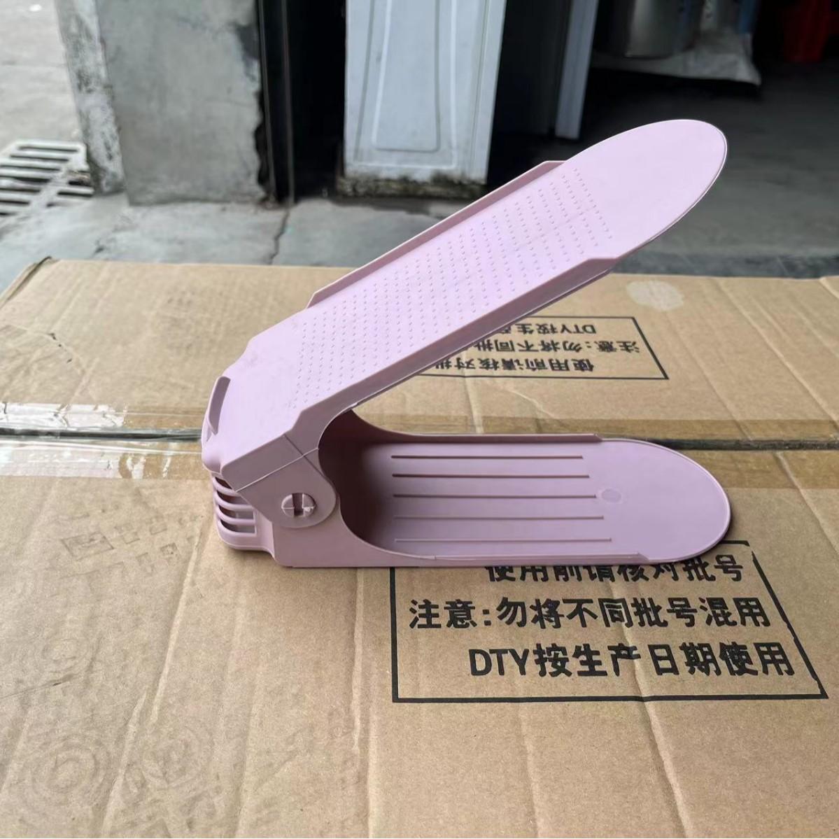 

2 шт. Регулируемый стеллаж для обуви, органайзер для обуви, экономящий место, двухэтажный держатель для обуви для организации шкафа Free Size розовый