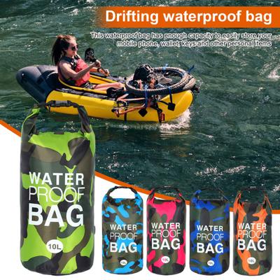 2Pcs 10L Camouflage Drifting Waterproof Bag Large Capacity Lightweight Portable Outdoor Kayaking Diving Swimming Floating Rafting Beach Dry Sack