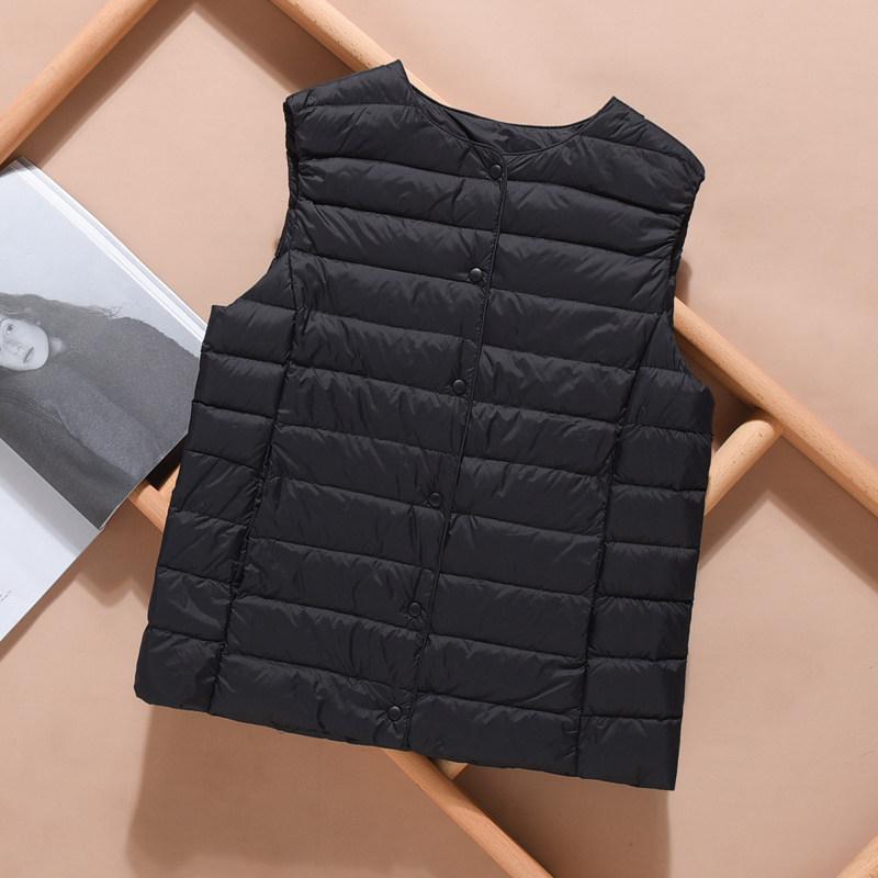 Ultralight Down Vest Women Single-breasted Sleeveless Female Duck Down Waistcoat Puffer Feather Padded Warm Jacket