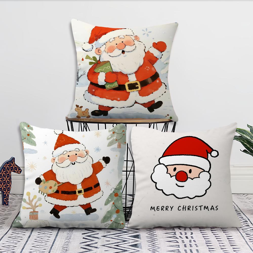 Merry Christmas Santa Claus Cushion Cover For Pillow Printing Sofa Decoration Home Car Room Coffee Shop Office Nordic Simplicity