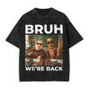 Vintage Washed Tshirt Funny Brainrot Outer Space Meme Tung Sahur John Pork Selfie Tshirts Fashion Tee Shirt Male Summer Tops