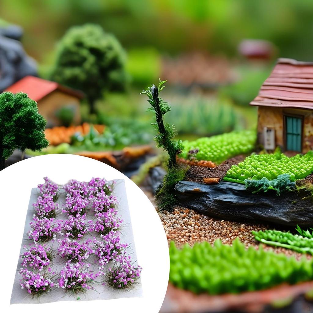 DIY Miniature Flower Cluster Artificial Model Grass Multicolor Decor Vegetation groups Tufts