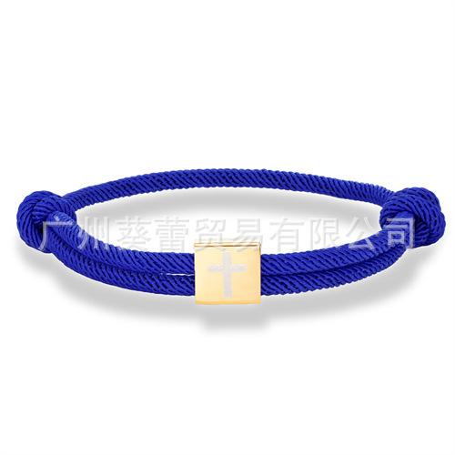 Classic Cross Milan Rope Hand Rope Stainless Steel Gold Square Buckle Cross Adjustable Easter Bracelet