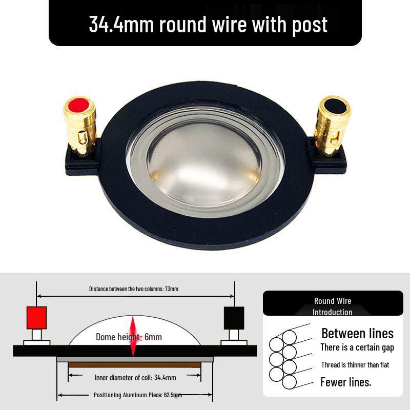 

Blue Film 34.4mm Tweeter with Titanium Diaphragm and 34.5mm Horn Speaker featuring Round Flat Wire Coil