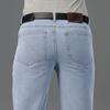 Herren-Sommer-Schlagjeans, Boot-Cut-Bein, ausgestellte männliche Designer-Klassiker-Denim-Jeans, hellblaue Jeans
