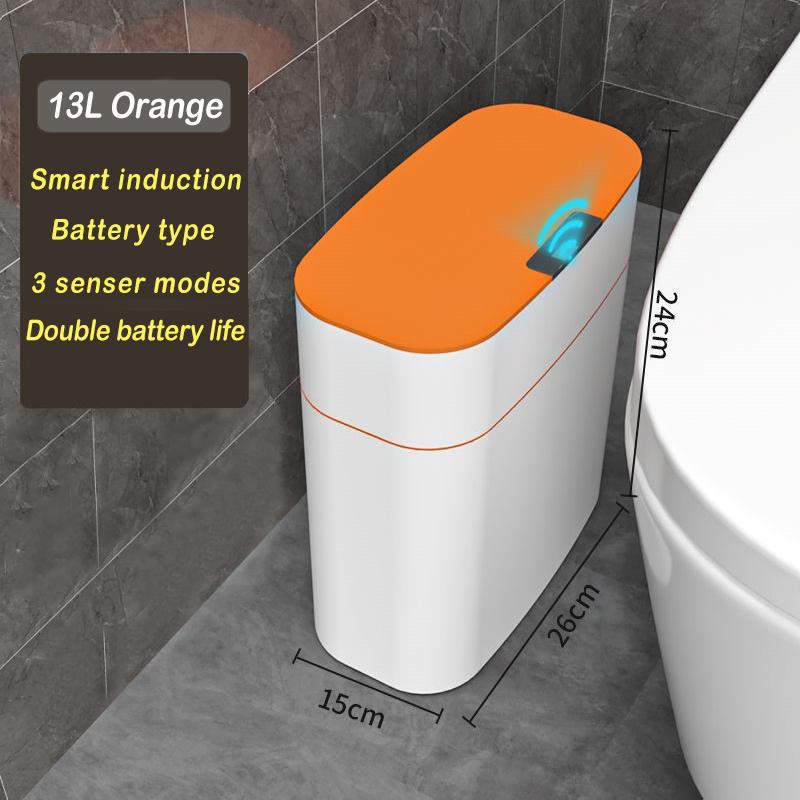 16L New Smart Trash Can High-tech Induction Storage Bucket Bathroom Deodorant Waterproof Trash Can Household with Lid Creative