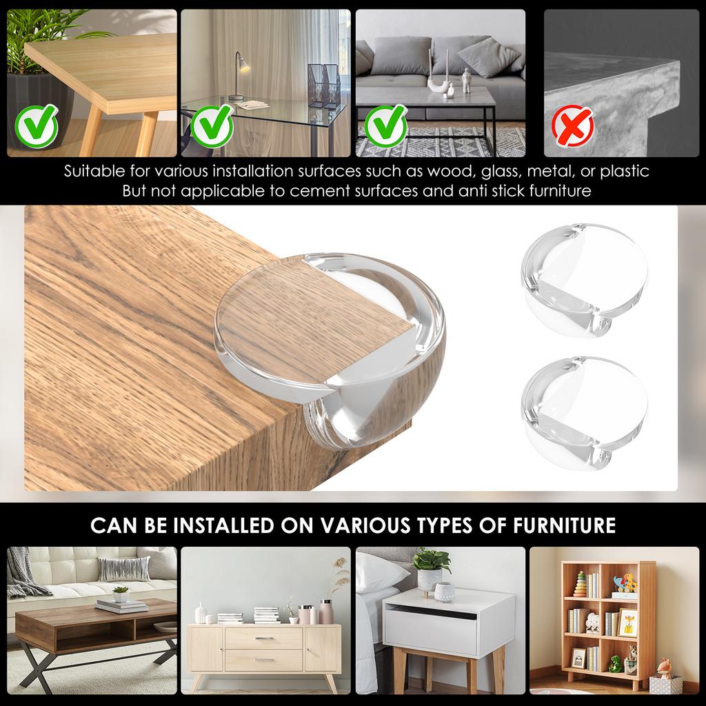 48 Stück Kind Baby Sicherheit PVC Schutz Tisch Ecken Kantenschutz Abdeckung Möbel Eckenschutz Weich und Hohe Rückstellkraft