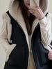 Winter Chic Vintage Leather Lamb Wool Waistcoat Women New Design Thick Hoodied Retro Coat Aesthetic Casual Street Fashion Jacket
