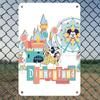 1pc Disneyland Resort Metal Tin Sign 8x12 Inch - Vintage Wall Art Featuring Mickey, Minnie, Donald, and Pluto In Front of a Cast