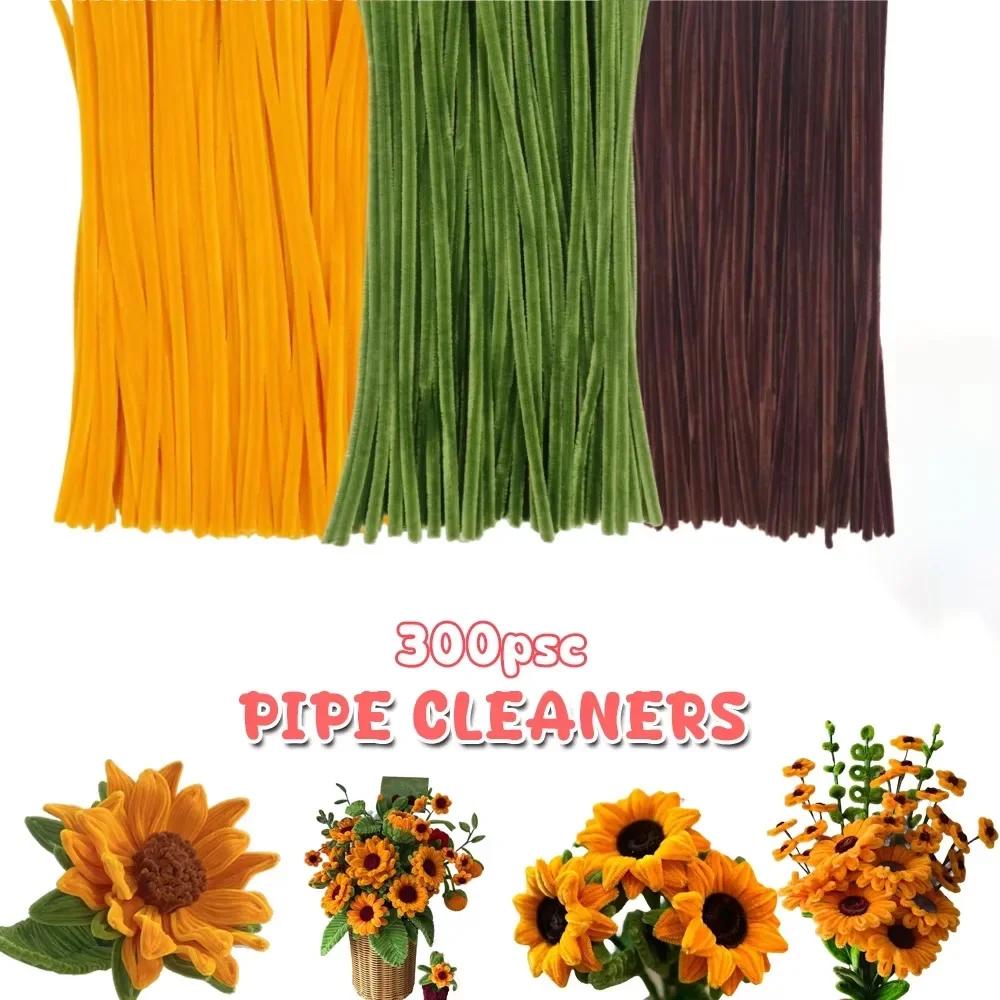 100/300pcs Pipe Cleaners Chenille Stem Craft Flower Supplies, 3 Colors Pipe Cleaners Set for DIY Art and Craft Decorations