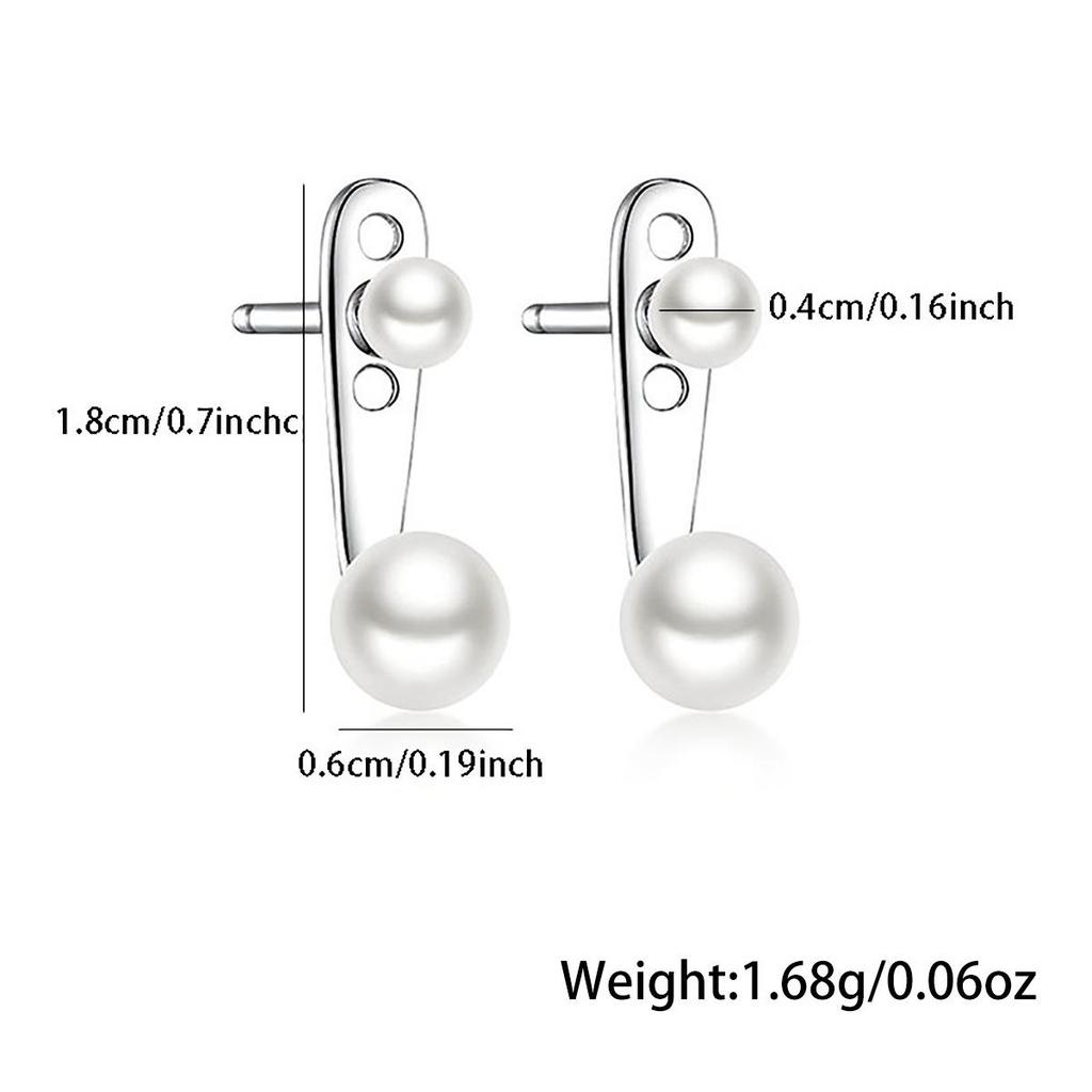 S925 Sterling Silver Dual Pearl Earrings with Gold Back-Hanging Design - Elegant and Versatile