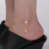 Trendy Double Layer Titanium Steel Love Heart Anklet Gold Versatile Foot Jewelry Set