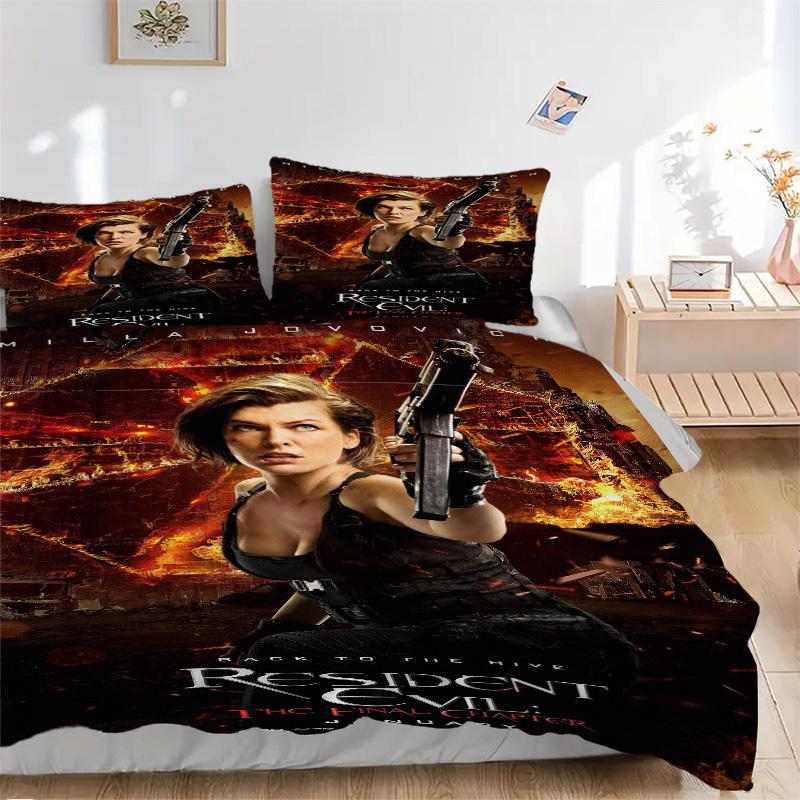 

Resident Evil: The Final Chapter Bedding Set Comforter Cover Gift for Bedroom,Includes 1 Cover and 2 Pillowcases, No InsertB459 135x200cm
