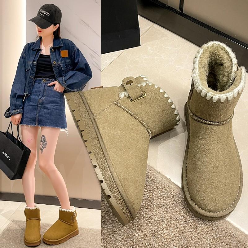 Fashion Women's Ankle Boots Short Plush Warm Snow Boots 2024 New Winter Casual Comfortable Suede Fur Thick Bottom Women Boots