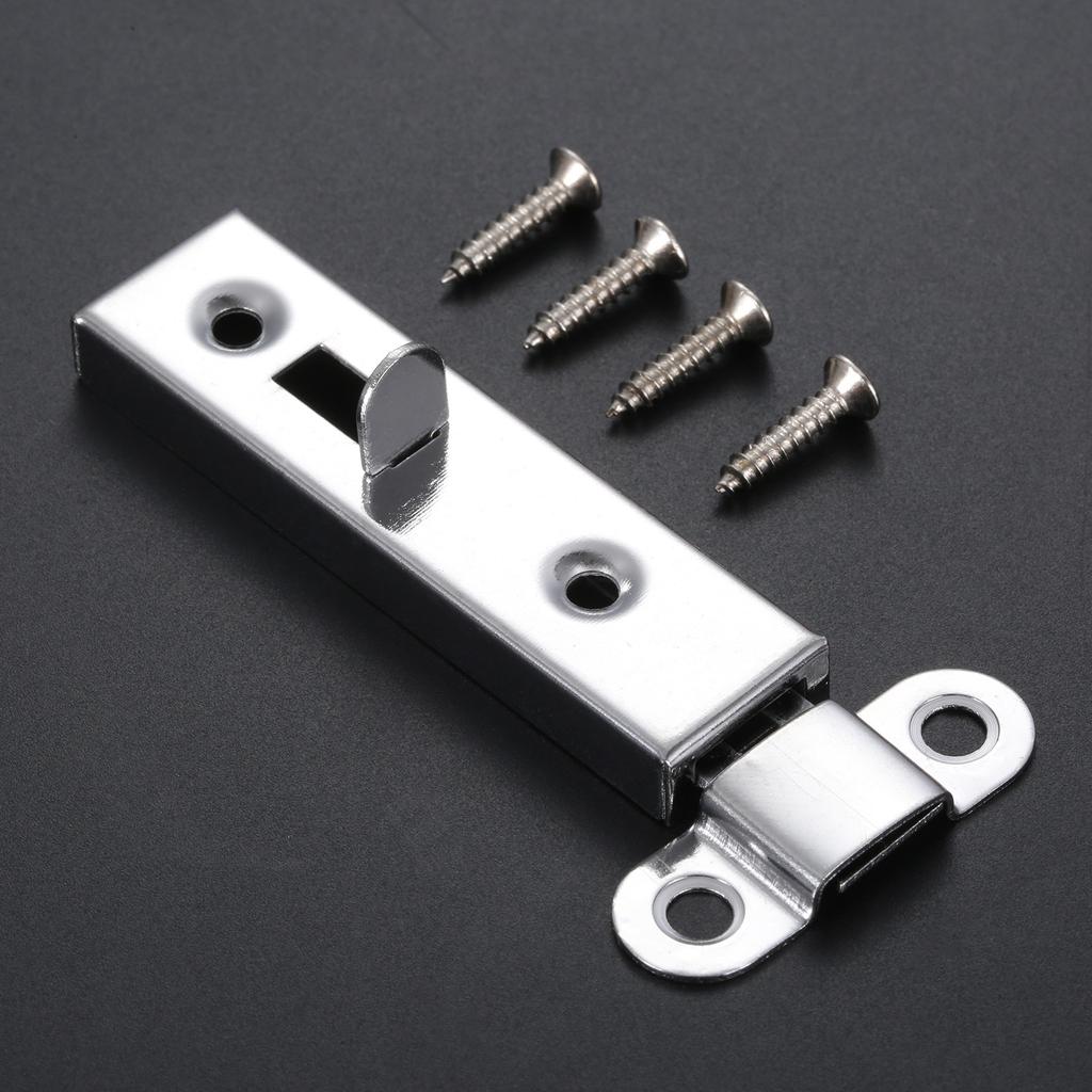 1pc Barn Sliding Door Window Panel Security Bolt Button Open Lock Latch with Screws Silver Metal Household Bedroom Space Garages Hardware 61*16mm