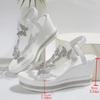 Fashion Shiny Crystal Wedge Heel Sandals for Women Fashion Clear PVC Platform Sandals Woman Thick Sole Rhinestone Butterfly Party Shoes