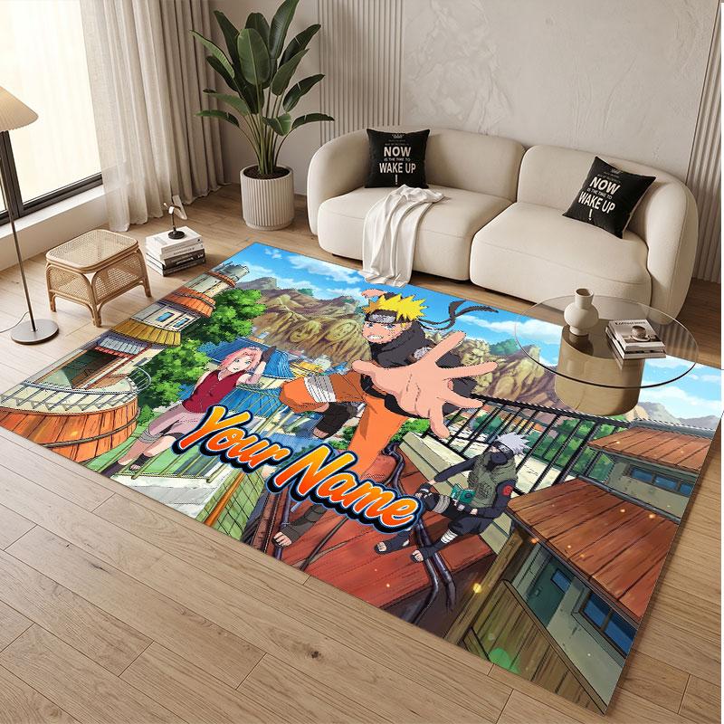 Custom Name Crystal Velvet Rug,Naruto Comfortable Anti Slip Floor Mat For Room Decoration