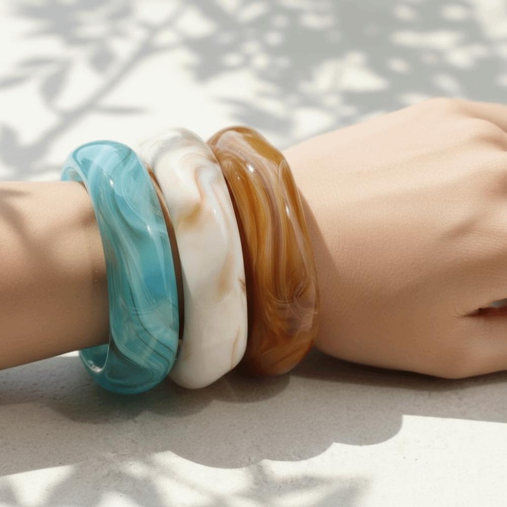 Farbverlauf Acryl Armbänder Durchscheinend Dicke Armreifen Statement Armreifen Harz Armreifen Gen Z Frauen