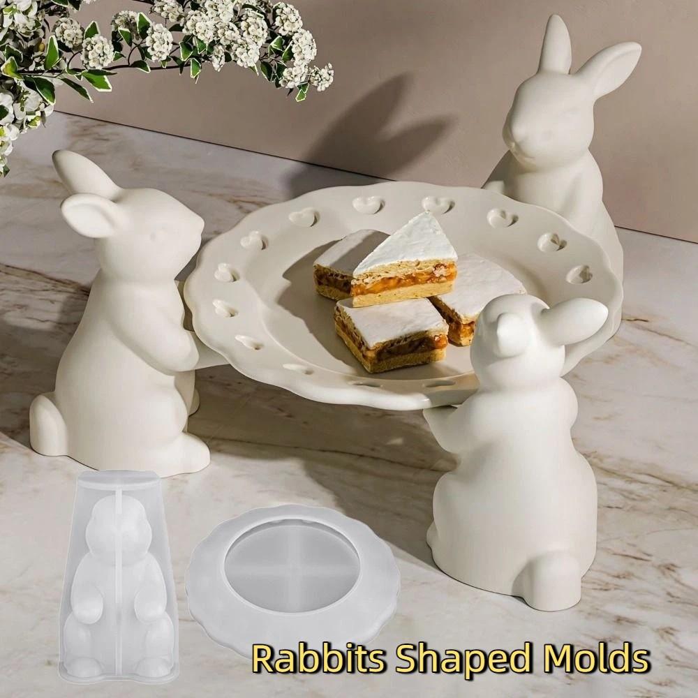 3D Easter Bunny Tray Mold Non-stick Easter Bunny Mold Decorative Candy Plates  Party