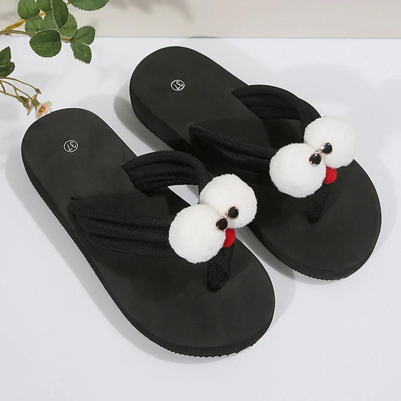 Fashion Summer Cute Cartoon Flip Flops for Women Casual Wedge Platform Sandals Woman Outdoor Lightweight Wear-Resistant Slippers Mujer
