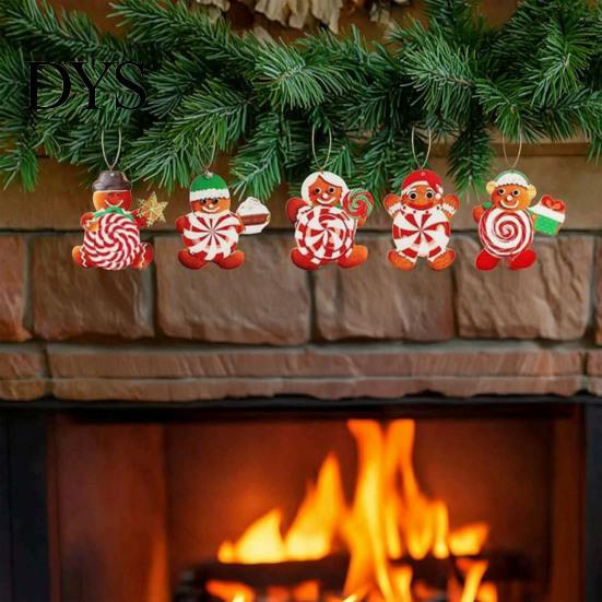 Holiday Gift Box Pendants 20/30/40Pcs Wooden Christmas Ornaments, Candy Cane Lollipop Rustic Xmas Tree Hanging Ornaments Decor for Party Wreath Window