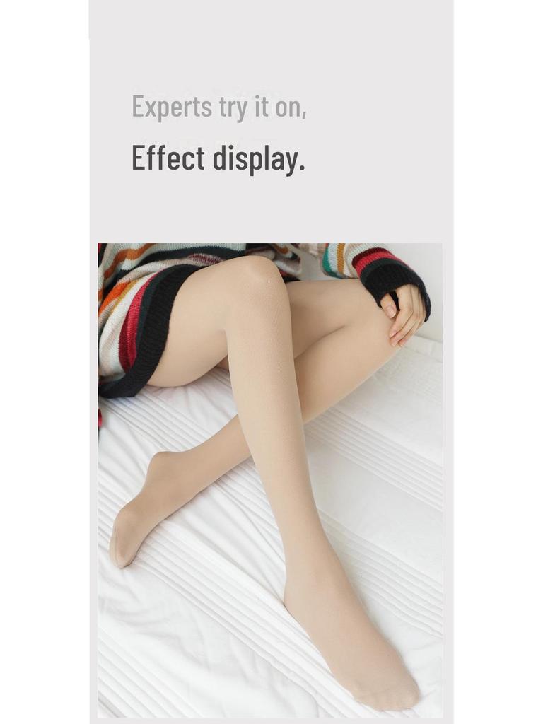 Orange Photosensitive Double Layer Nude Stockings - Spring & Autumn Flesh-Colored Pantyhose for Women