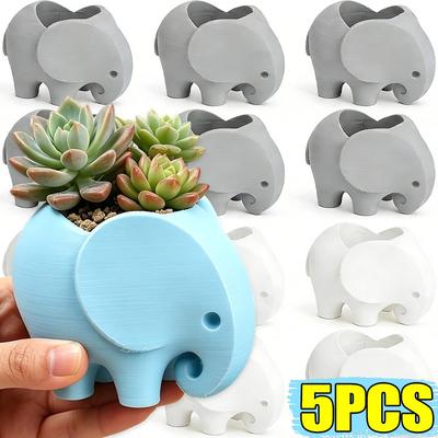 5/1 Piezas Mini Maceta de Elefante Impresa en 3D Maceta para Suculentas Maceta Pequeña para Cactus Suministros de Decoración para Escritorio de Casa Estante Balcón