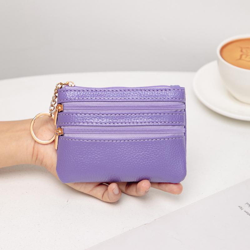 2025 Lightweight Minimalist Mini Coin Purse & Key Holder - Solid Color PU Polyester Fiber