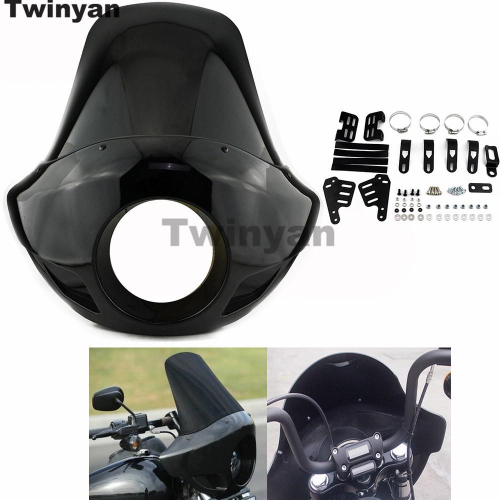 Motorcycle 5 3/4" Headlight Fairing Mask Front Light Head Lamp Cowl For Harley Sportster XL 883 1200 Touring Street Bob Dyna