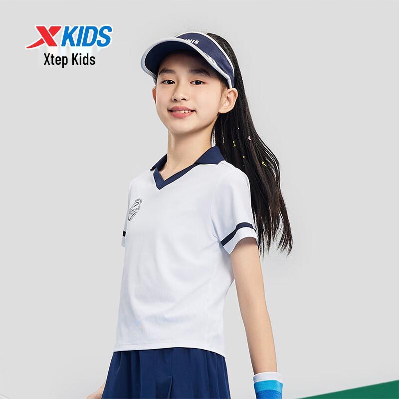Xtep Kids' Cooling Colorblock V-neck Short Sleeve Tennis T-Shirt