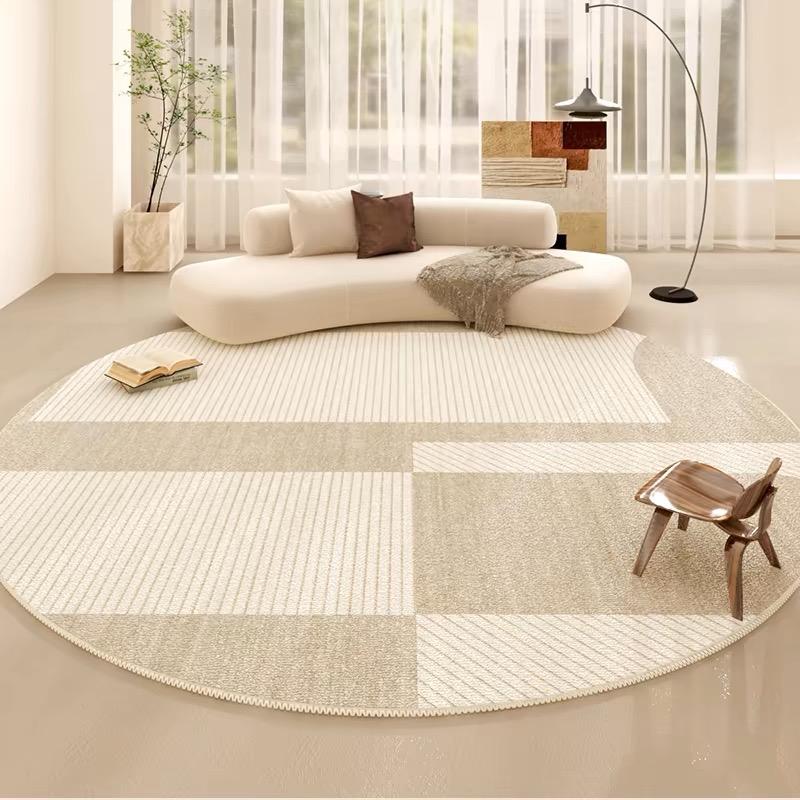 

Carpet Japanese Simple Round Living Room Loop Pile Rug Bedroom Wabi-sabi Style Study Sofa Coffee Table Bedside Mat Non-slip 80X80CM