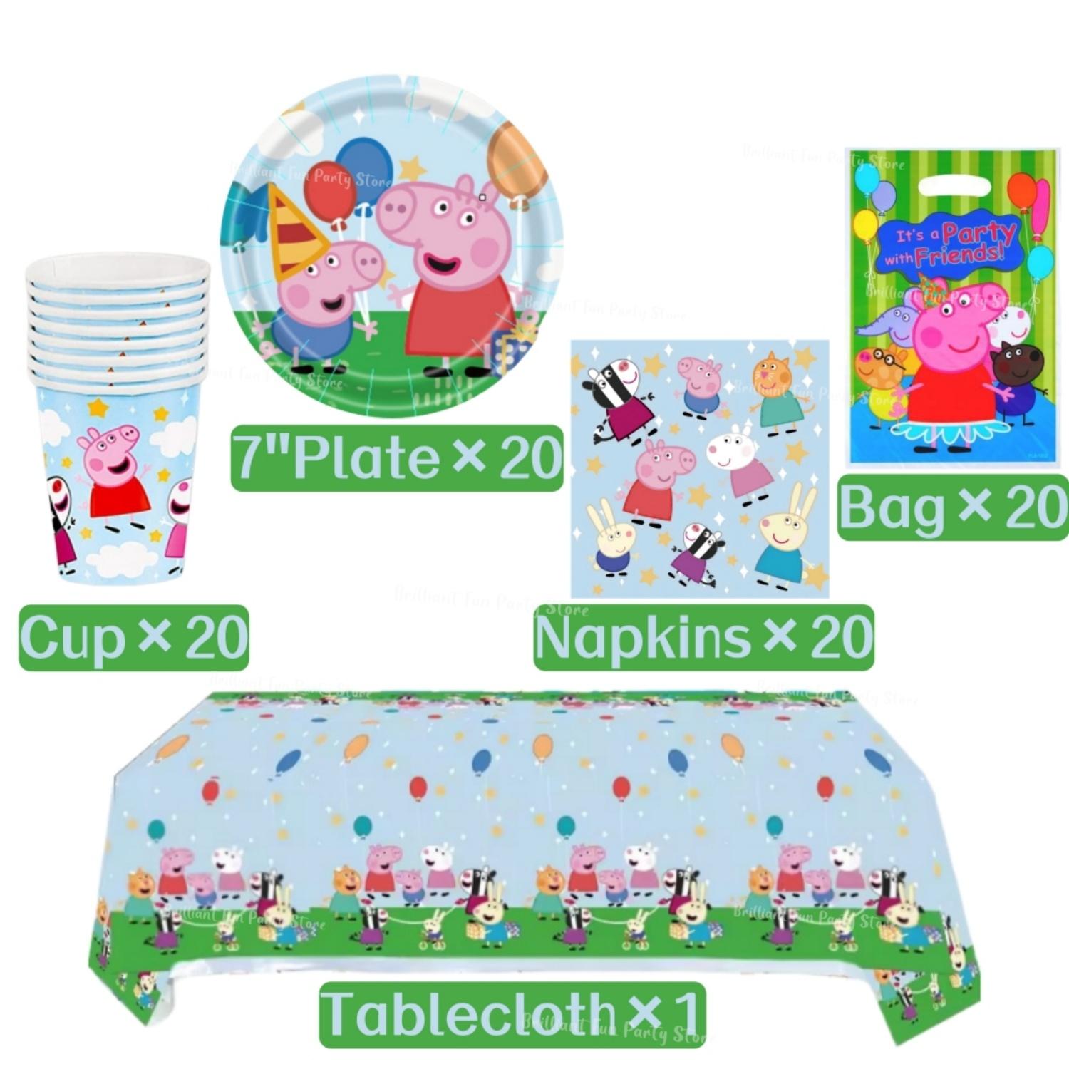 Peppa Pig Birthday Party Decoration Set with George Balloons Disposable Tableware Banner Backdrop - Kid Event Supplies Gift others