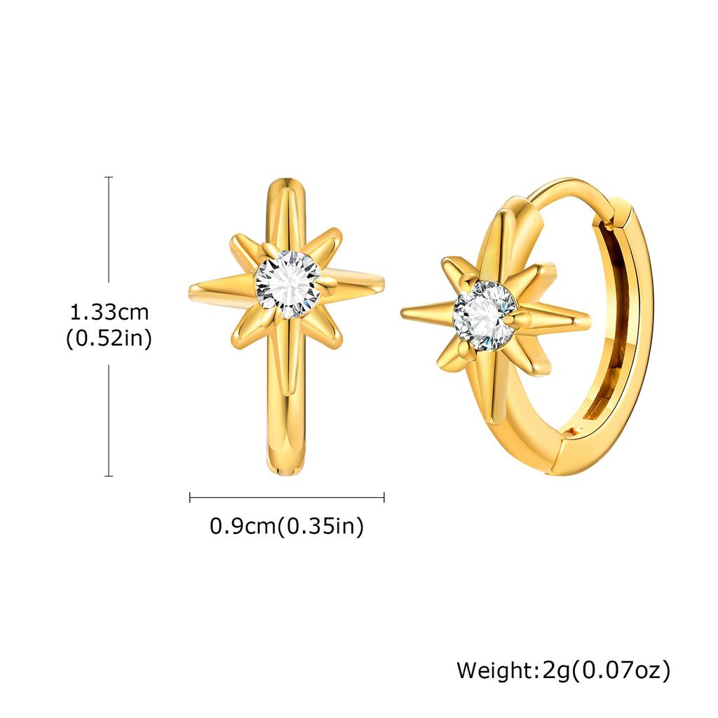 18K Gold Plated Stainless Steel Cubic Zirconia Huggie Hoop Earrings, Hypoallergenic Small Earrings for Women Stylish Jewelry