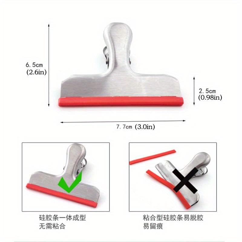 5pcs Silicone Chip Bag Clips No Longer With Sharp Edges - Food Bag Color Coded - Hermetically Sealed, Heavy Duty, 3 Inches Wide