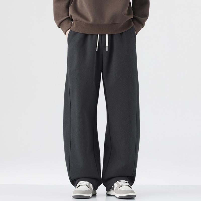 Japanese retro trendy brand elastic waist splicing sweatpants men's spring new loose wide-leg drape casual pants