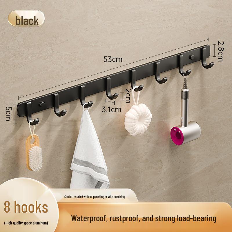 Adhesive Space-Saving Aluminum Towel & Clothes Hook for Bathroom/Kitchen