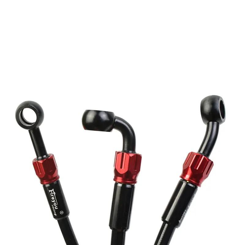 CNC Universal M10 Motorcycle Brake Oil Hose, AN3 High-Pressure Steel Braided with Multi-Angle Removable Banjo