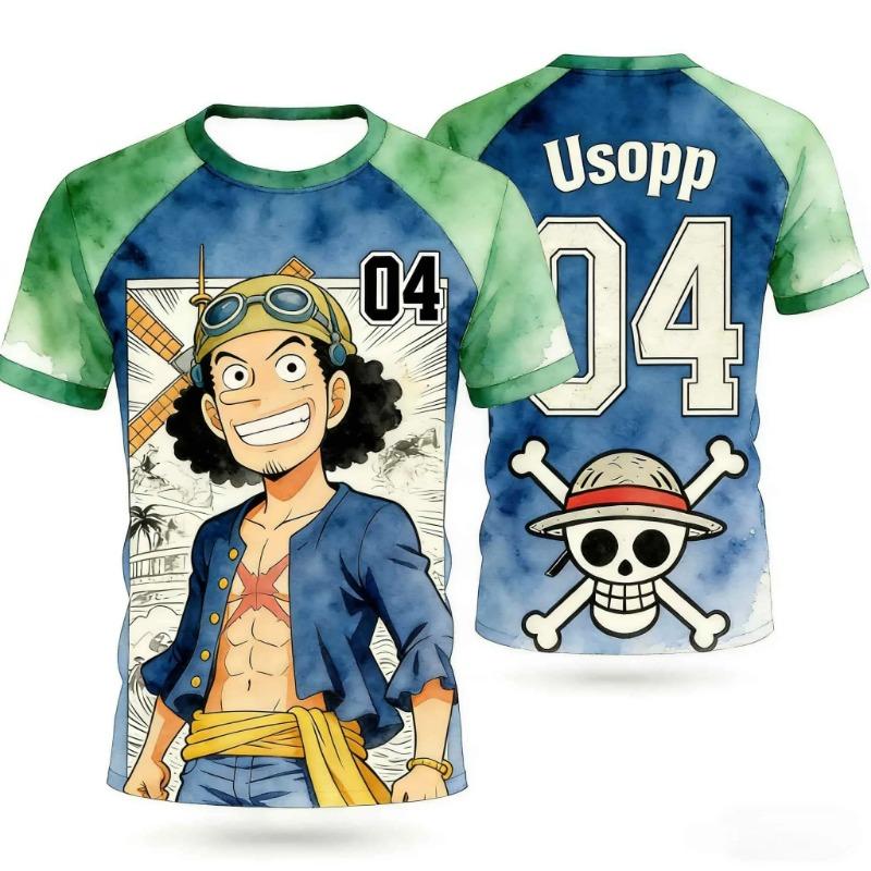 Men's One Piece Anime Tee Franky Iron Man Print Boys Clothes Girls Short Sleeve Men Jersey Casual Lightweight Tops