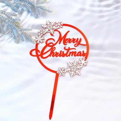 New Merry Christmas Cake Topper Baking Dessert Cake Insert Decor Cupcake Santa Claus Elk Snowman Party Decorations Cake Top