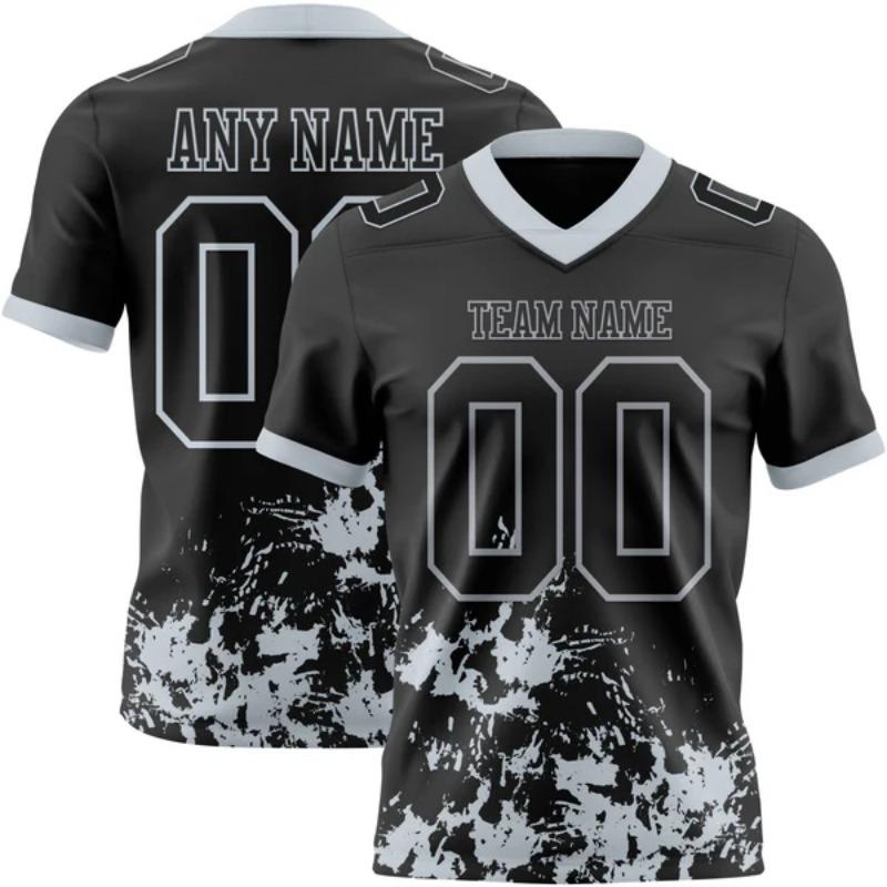 Custom Graffiti Style American Football Jersey Personalized Diy Team Name Number V Neck Breathable Sport Uniform For Men Women