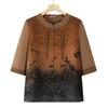 MooOu Elderly Women's Summer Chinese Style Loose Shirt Set