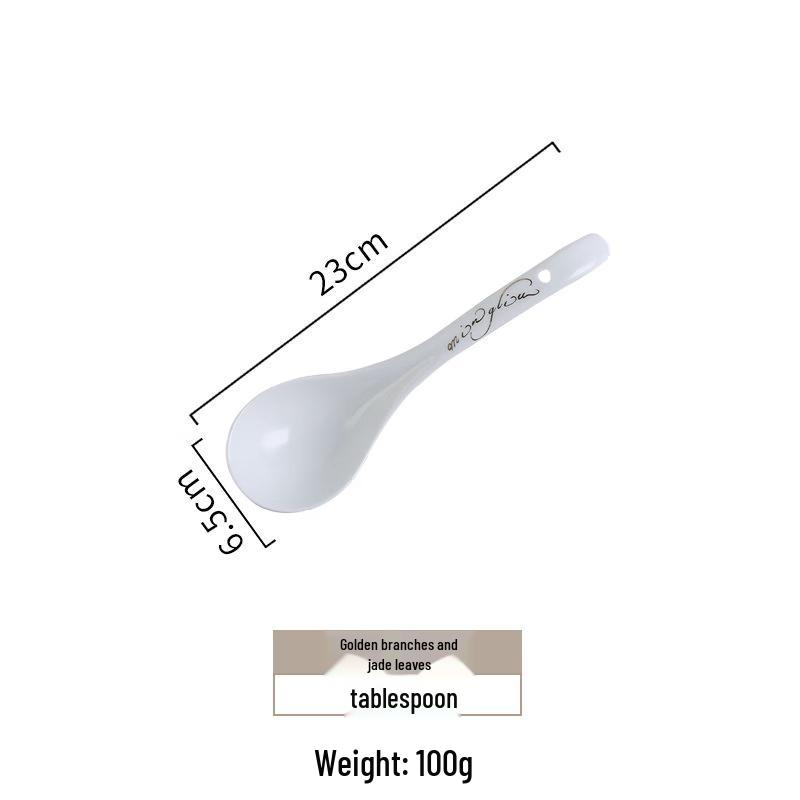 Golden Branch Jade Leaf Ceramic Soup Spoon