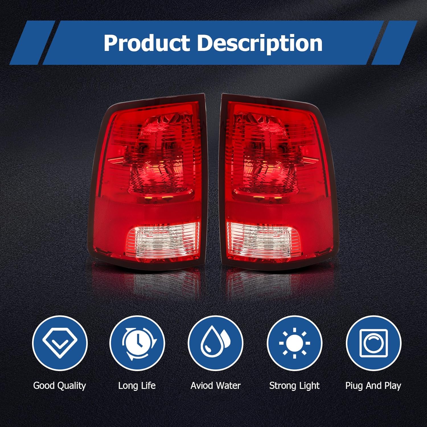 

Tail Light Replacement for 2009-2018 Ram 1500 2500 3500, Passenger & Driver Side United States