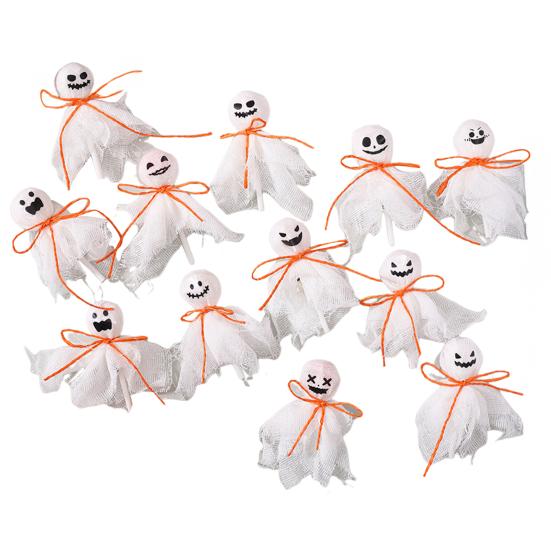 12 Pcs Halloween Ghost Lollipop Wrappers White Cloth Ghost Candy Wrappers for Homemade Candy DIY Trick or Treat Party Decoration